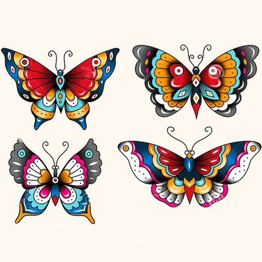 Traditional Butterflies Tattoo